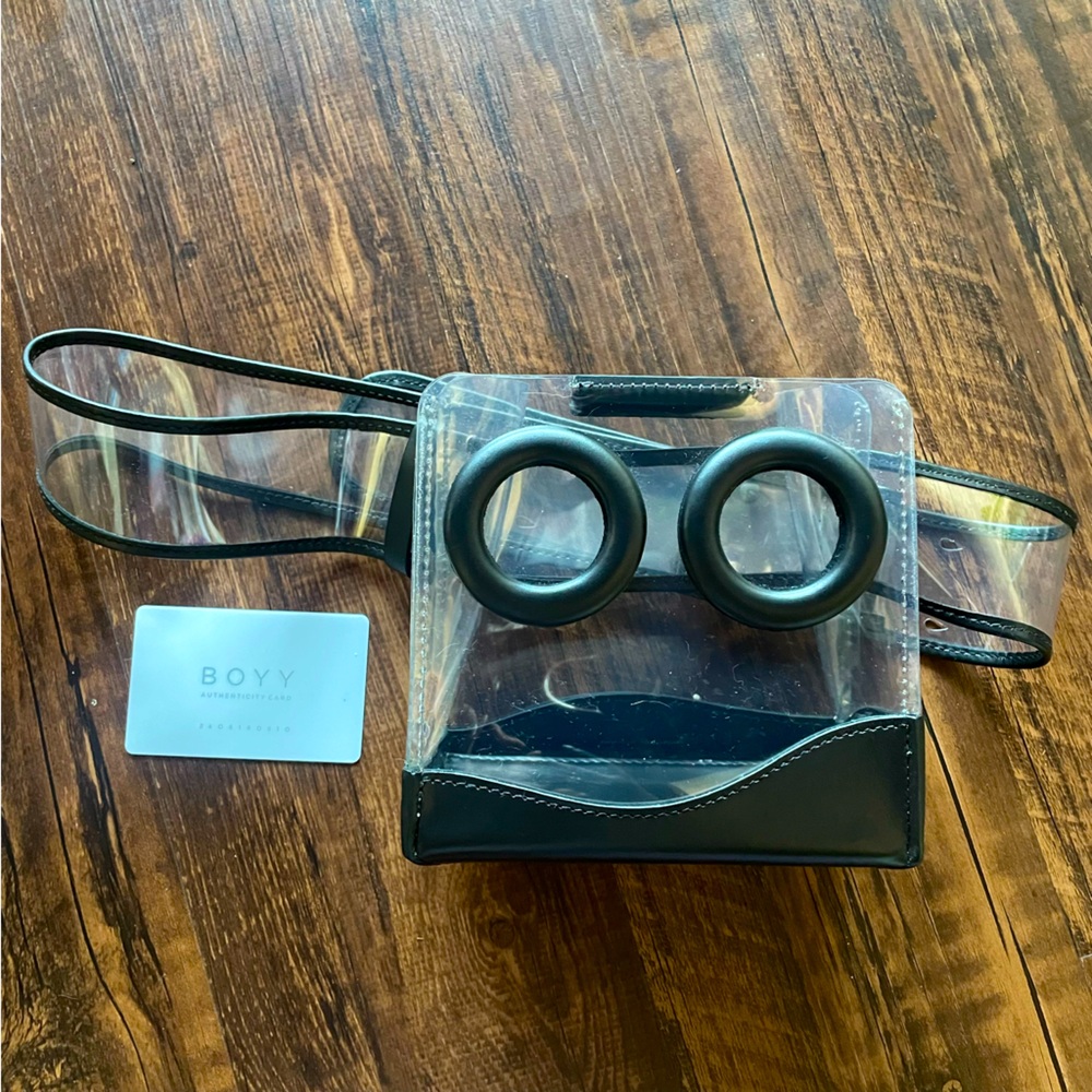 BOYY Deon Black Leather Transparent Belt Bag